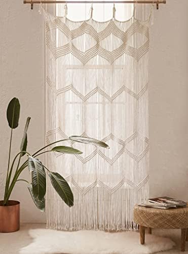 Flber Macrame Curtain Window Macrame Room Divider Doorway Curtain Boho Macrame Wall Hanging Living Room Bedroom Decor 42" W x 75" H - Image 3