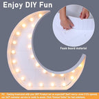 Maxcheck 4FT Moon Marquee Sign Decor Large Light up Moon Lights with Bulb Light String Foam Marquee for Valentine's Eid Birthday Engagement Baby Shower Party Decorations - Image 3