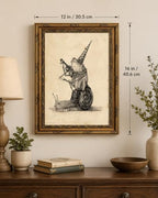 Gold Framed Frog Snail Musician Wall Art, Line Art Canvas Print, 16x12 - Image 5