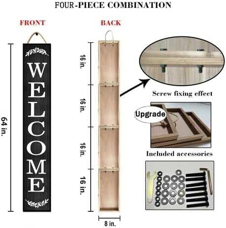 64 * 8 Inch - Welcome Sign for Front Door - Rustic Wood Plank Set, Standing/Hanging Porch Decor, Large, Indoor/Outdoor - Image 6