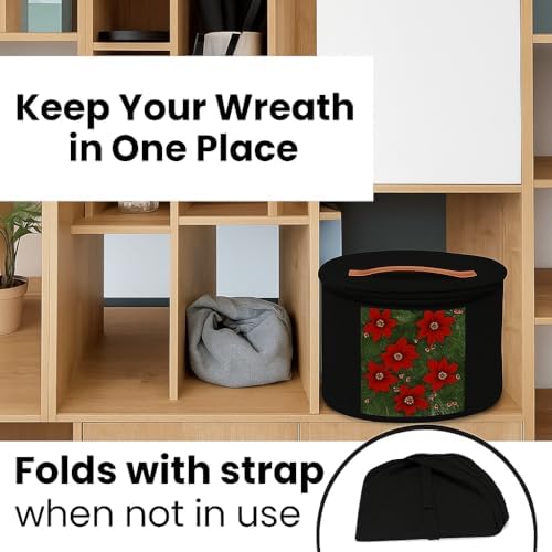 Christmas Wreath Storage Bag,Collapsible Felt Holiday Garland Container with Zipper & Handle, Durable Wreath Organizer Bin for Seasonal Decor Storage 20 x 12 (Black, 12 x 20) - Image 5