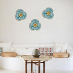 3 Pcs Metal Flower Wall Art Set 10 Inch Rustic Modern Floral Sculpture - Image 6