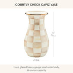 MACKENZIE-CHILDS Enamel Tall Vase, Brown-and-White Mocha Check - Image 4