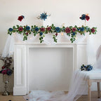 PONATIA 5FT Handcrafted Artificial Rose Flower Garland- Burgundy & Navy - Image 2