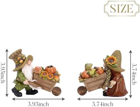 Valery Madelyn Fall Decorations for Home, 2 Pcs Fall Gnomes Decor for Table Indoor Outdoor, Resin Thanksgiving Decorations Garden Pumpkins Figurines for Autumn Harvest Porch Tiered Tray Mantel, 4" - Image 3