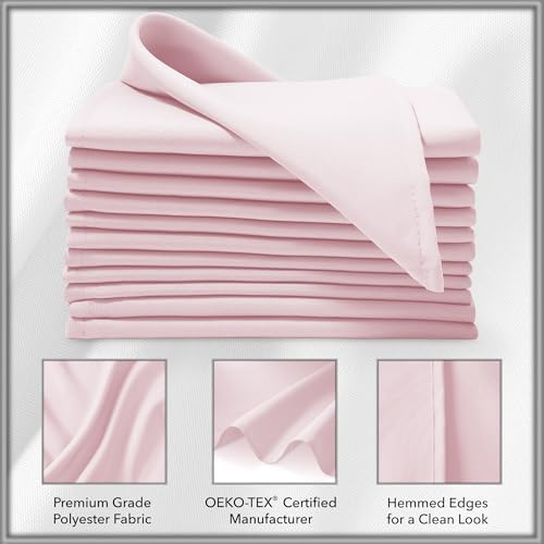 Lann's Linens Set of 144 Cloth Dinner Napkins, 17-inch Polyester Napkins, Washable and Reusable Fabric for Weddings, Hotels, Restaurants - Pink - Image 3
