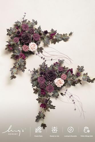 Ling's moment 2 Pack Deep Plum Floral Garland Wedding Arch Flowers - Image 6