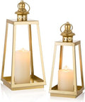 Gold Metal Lantern Decorative Indoor, Set of 2 Wedding Decor by Staymoment
