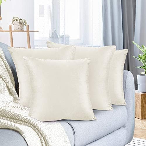 Nestl Throw Euro Pillow Covers, Cozy Velvet Decorative Pillow Covers 26x26 Inches, Soft Solid Couch Pillow Case for Sofa, Bed and Car, Set of 4 - Off White by Nestl