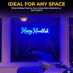 Happy Hanukkah Sign Neon LED for Wall Decor – Blue Hanukkah Lights Indoor, Easy to Hang Hanukkah Wall Decor & Light for Home, Window, and Party Decor - Image 7