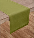 Solino Home 100% Pure Linen Table Runner Avocado Hemstitch, 14 x 120 in - Image 2