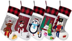 BHD BEAUTY Burlap Gray Red Non-Woven Fleece Fabric Lovely Embroidery Pattern Set of 5 Christmas Stocking for Family Decorations Hanging Ornament for Xmas Holiday Party 20 inches - Image 2