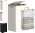 efluky Laundry Basket with Lid and Removable Bag, 100L Tall Laundry Hamper with Bamboo Handles, Aesthetic Dirty Clothes Bin for Laundry Room, Bathroom, Bedroom and Dorm, Beige by efluky