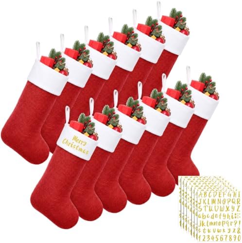 Tatuo 12 Pack Christmas Burlap Stockings Hanging,Red White by Tatuo