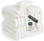 Bedsure Soft Cozy King Size Fleece Blankets for Bed Off White 108"x90" by BEDSURE