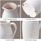 Ceramic Flower Vase with Handles,11" Neutral Tall Clay Beige Terracotta Vases Farmhouse Table Vases with Handle Living Room Decor Rustic Pottery Pots for Home Shelf Coffee Dining Desk Fireplace - Image 3