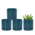 D'vine Dev 4-Pack Ceramic Pots with Saucers, Teal, 3.5 in, 94-X-A-9 by DvineDevPlanterPotsandStand