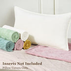 decorUhome Chenille Cream White Velvet Throw Pillow Covers 24x24 Set of 2 - Image 5