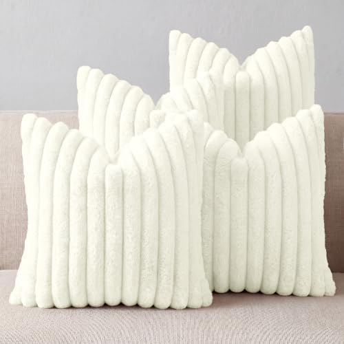 Cream White Throw Pillow Covers 26 x 26 set of 4, Cute Boho Throw Pillow Cover for Couch/Bed, Decorative Pillows Covers for Sofa/Bed, Accent Pillow Covers for Living Room, Rustic/Home/Room Decor by Unknown