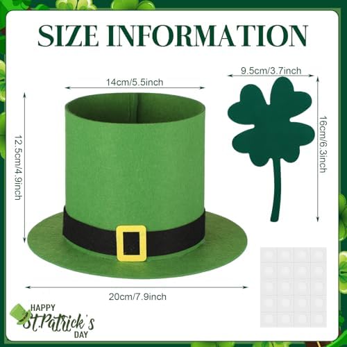 Leinuosen 10 Pack St. Patrick's Day Leprechaun Hat Candy Bucket Set 5 Inch Irish Lucky Leprechaun Hat Treat Containers Centerpiece for St. Patrick's Day Irish Favor Box Holiday Table Home Party Decor - Image 2