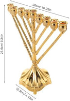 Chanukah Menorah Candle Holder with 9 Branches, Zinc Alloy Modern Candle Stick Holder for Hanukkah Decor, Elegant Gold-Tone Table Decoration for Home and Family Gatherings - Image 2