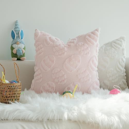 JOJUSIS Decorative Pillow Covers Pack of 4 Throw Pillowcases Faux Fur Couch Cushion Easter Egg 20 x 20 Inch - Image 3