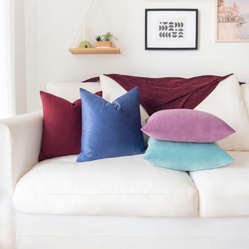 MONDAY MOOSE Decorative Throw Pillow Covers Cushion Cases, Set of 4 Soft Velvet Modern Designs, Mix and Match for Home Decor, Pillow Inserts Not Included (20x20 inch, Purple/Blue) - Image 3