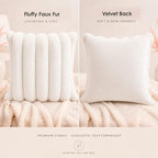 Faux Fur Decorative Throw Pillow Covers 20x20 Set of 2, White - Image 2
