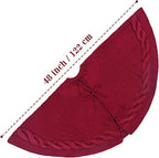 36 Inch Dark Red Knitted Christmas Maroon Tree Skirt， Large Xmas Tree Skirts Round Base Skirt for Holiday Party Decoration Ornament Supplies，for 6-8FT Tree Christmas Treer Burgundy Tree Skirt (36in) - Image 5