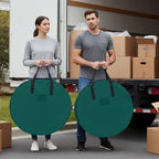 Aventurine Round Storage Bag 36 Inch, Emerald Green Solid Color Clothes Storage Container with Handles Heavy Duty Organizer for Comforter, Bedding & Holiday Wreaths - Image 4