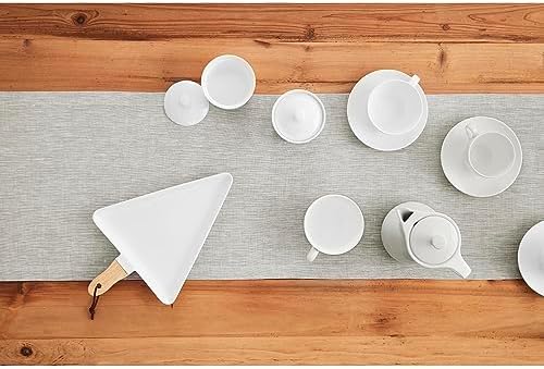 Solino Home 100% Pure Linen Table Runner Oyster Grey, Athena 14 x 108 in - Image 3