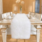 White Faux Fur Table Runner Christmas Table Decor 11.8 x 70.8 Inch - Image 4