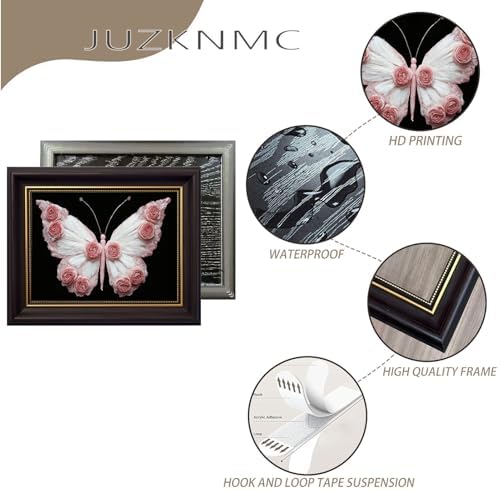 Dark Brown Framed Butterfly Canvas Wall Art Black Pink Butterfly painting Decor Pictures Dark Moody Flower Insect Bedroom Living Posters Prints for Corridor Classroom Kitchen Room Decoration - Image 2