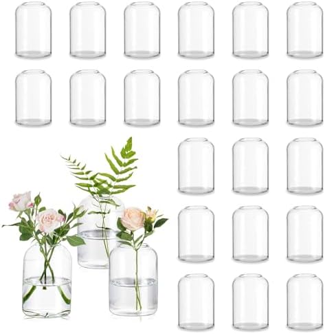 Glasseam Glass Bud Vases for Centerpieces: Bulk of 24 Clear Small Vases by Glasseam