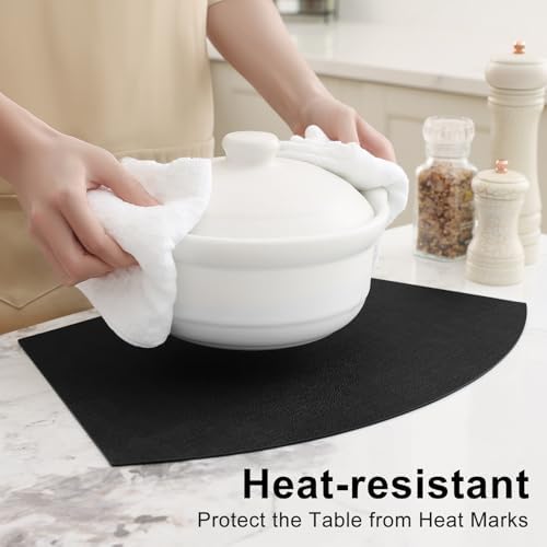Homaxy Wedge Faux Leather Placemats for Round Table, Set of 6, Black - Image 2