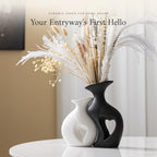 Heart Vase Set of 2, Black White Ceramic Vases, Wedding Gift for Couples - Image 5