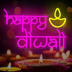Happy Diwali Neon Sign for wall decor Festival Of Light Led Sign Happy Diwali Decorations Dimmable Diya Deepawali Neon Light Up Sign for Home Bar Decor Party Wall Room Bedroom Door Window by DpaintNeonSign