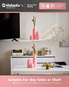 Matte Pink Vase Set of 3 - Modern Boho Aesthetic Bud Ceramic Vases Home Decor - Centerpieces Decor for Dining Table Living Room Coffee Table Bookshelf Mantle Entrance Console Decorations (Pink) - Image 4