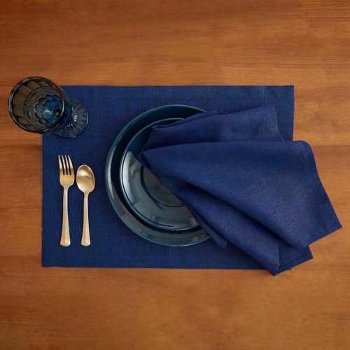 Solino Home 100% Pure Linen Napkins Royal Blue, Athena 20 x 20 in, Set of 4 - Image 2