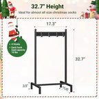 ELYKEN Christmas Stocking Holder Stand for Floor, Free Standing Stocking Rack with 4 Removable Hooks, Wood Stocking Hanger Stand, Heavy Duty Xmas Stocking Stand with Adjustable Feet, Black - Image 3