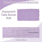 16 Pack Cheesecloth Table Runners 20" x 120", Boho Gauze Table Decor for Wedding, Bridal Shower, Birthday Party, Long Romantic Runner(Lavender) - Image 2