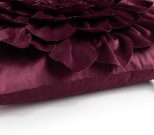 OiseauVoler Decorative 3D Flower Throw Pillow Covers 18x18 Inch Wine Red - Image 7