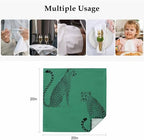 Leopard Prints Cloth Napkins Set of 6, Holiday Napkins for Baby Shower, Retro Middle Century Animals Texture Green Washable Reusable Dinner Napkin for Cocktail Wedding Party, 20 x 20 Inch - Image 4