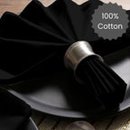Cotton Clinic Cloth Dinner Napkins - Perfect Everyday Use Table Napkins - Soft Durable Washable - Ideal for Party Wedding Christmas Easter - Set of 12-20x20 inches Black Napkins - Image 3