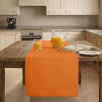 Easy Linen™ by D'Moksha, Linen-Look Texture, Recycled Fabric Table Runner, Orange, 14 x 90 Inch, Wrinkle Resistant, Machine Washable - Fall, Everyday Dining by DMokshaHomes