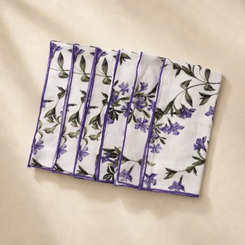 100% Cotton Printed Cloth Napkins Set of 6, 18x18 Inch Reusable Dinner Napkins, Soft Washable Floral Table Napkins for Dining, Parties & Hosting - Lavender Vine - Image 4