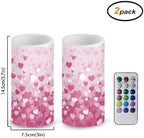Valentines Day Flameless Candles with Remote and Timer LED Candles Flickering Battery Operated Fake Candle for Home Bedroom Living Room Dining Room Table Decor Set of 2 Pink Heart - Image 3