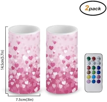 Valentines Day Flameless Candles with Remote and Timer LED Candles Flickering Battery Operated Fake Candle for Home Bedroom Living Room Dining Room Table Decor Set of 2 Pink Heart - Image 3