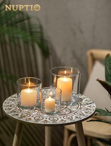 NUPTIO Thick Glass Hurricane Pillar Candle Holders, Set of 3 - Image 6