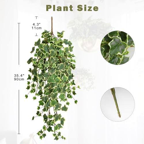 Hollyone 2pcs Artificial Hanging Plants 35.4" Fake Ivy Vine Faux Ivy Leaves Fire and UV Resistant Hanging Plant Wall Greenery for House Room Patio Indoor Outdoor Home Shelf Office Wedding Decor - Image 2